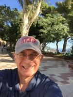 A selfie in a Mijas park with the Mediterranean Sea in the background